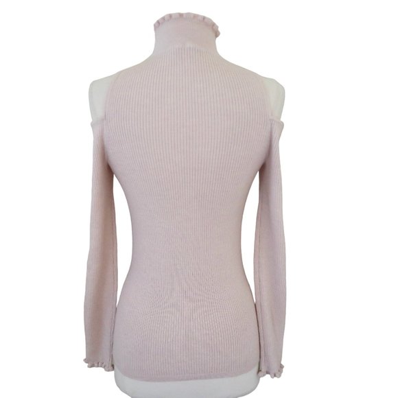 REBECCA TAYLOR Open Shoulder Sweater sz M wool lt pink - Picture 3 of 6